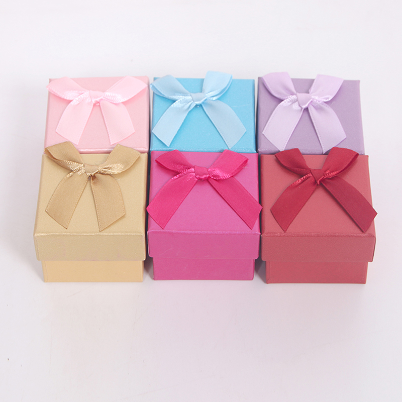 HY-6 Six-Color Ring Necklace Jewelry Box with Bow Decoration
