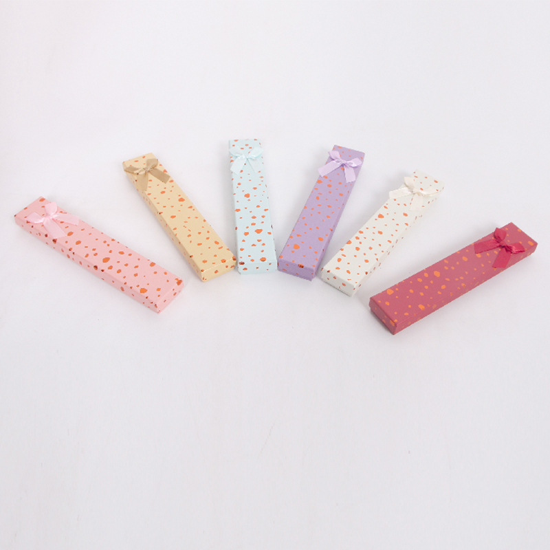 A-7 Rectangular Polka Dot Small Jewelry Gift Box with Bow Ribbon