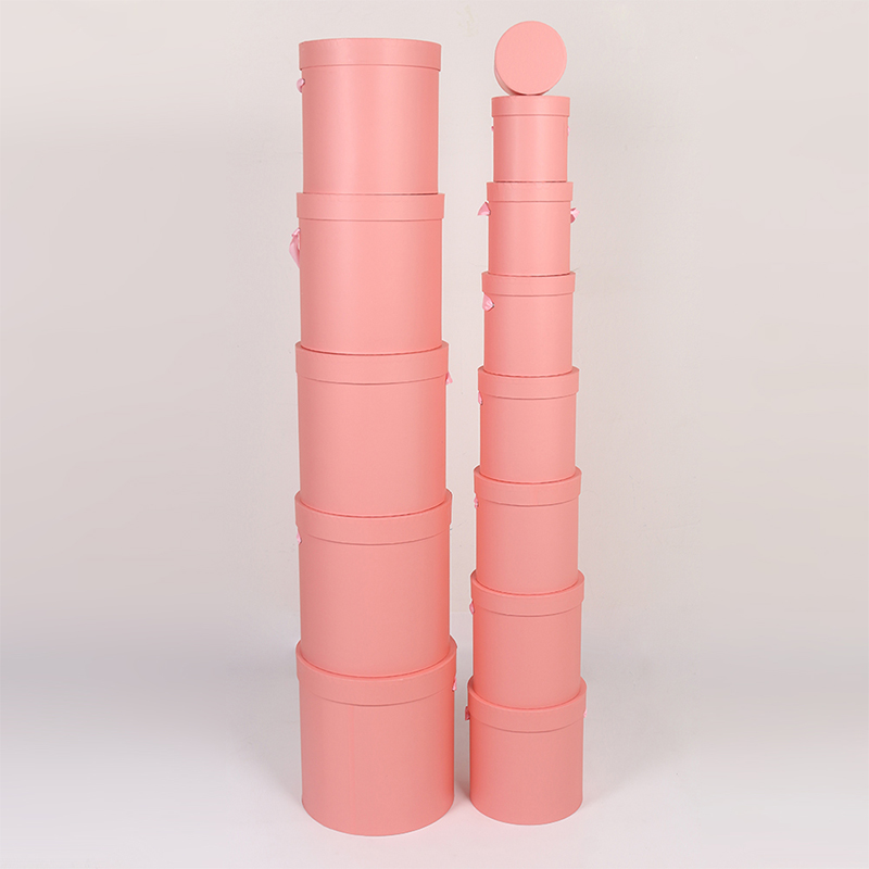 1301 Round Floral Hat Gift Box with Rose Ribbon